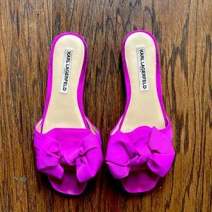 Karl Lagerfeld Fuschia Blow leather lined Suede Slides
